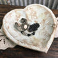 Seafoam Blue Green Wood Heart Bread Bowl., Rustic French Country Centerpiece A