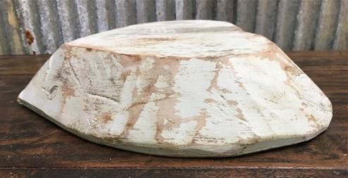 Seafoam Blue Green Wood Heart Bread Bowl., Rustic French Country Centerpiece A