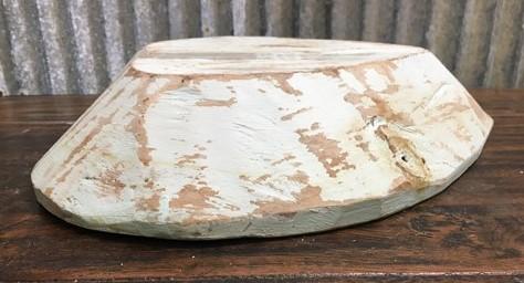 Seafoam Blue Green Wood Heart Bread Bowl., Rustic French Country Centerpiece A