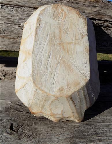 White Wood Bowl, Rustic Farmhouse Table Decor, Mini Carved Wood Bread Bowl F,