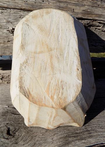 White Wood Bowl, Rustic Farmhouse Table Decor, Mini Carved Wood Bread Bowl F,