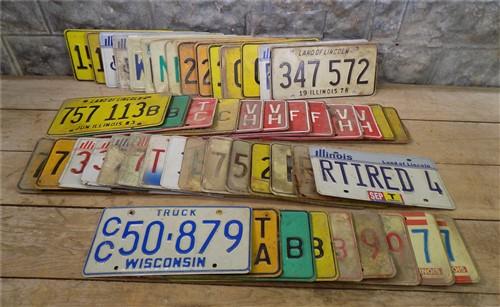 Set of 50 License Plates Lot Vintage Automobile Car Truck Tags JX,