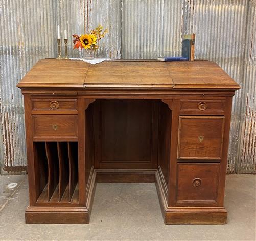 Vintage Oak Slant Front Desk, Standing Desk, Wood Furniture, Secretary Desk