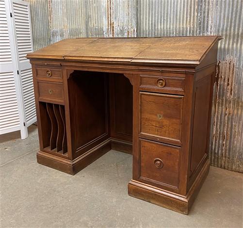 Vintage Oak Slant Front Desk, Standing Desk, Wood Furniture, Secretary Desk