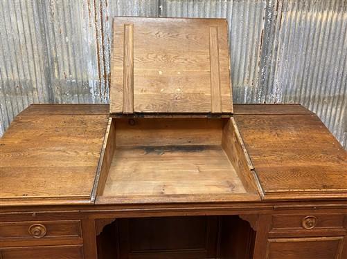 Vintage Oak Slant Front Desk, Standing Desk, Wood Furniture, Secretary Desk