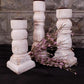 3 Painted White Wood Pillar Candlestick Holders, Mantel Decor, Table Centerpiece