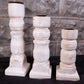 3 Painted White Wood Pillar Candlestick Holders, Mantel Decor, Table Centerpiece