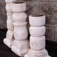 3 Painted White Wood Pillar Candlestick Holders, Mantel Decor, Table Centerpiece