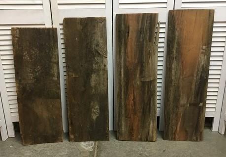 4 Barn Wood Reclaimed Planks, Wall Siding Boards, Lumber Floating Shelf W