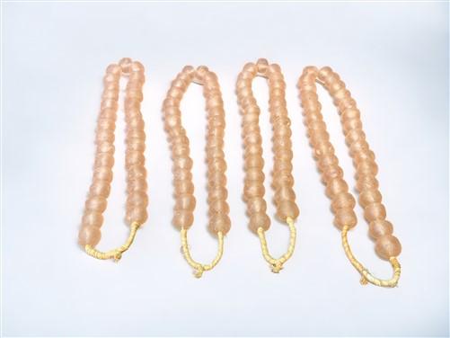 4 Strands Pale Pink Beads, African Recycled Glass Beads, Eco Friendly Sea Glass,