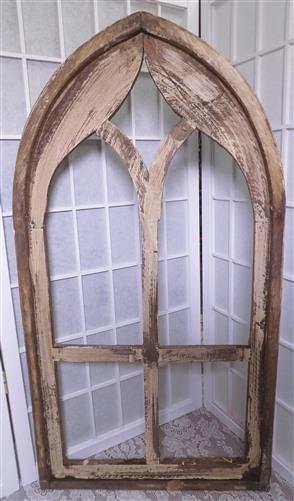 Rustic Diamond Arched Church Window, Wood Cathedral Frame, Farmhouse Decor,