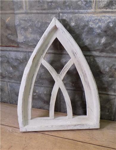 White Church Arched Window Frame, Distressed Farmhouse Window Wall Decor Art A,