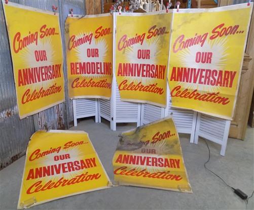 Shell Gas Station Pump Signs, Vintage Advertising Litho, Anniversary Remodeling