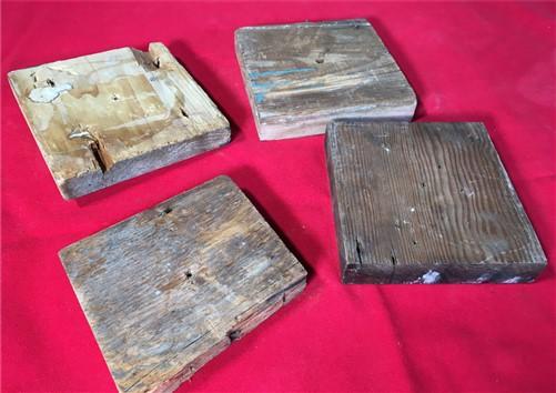 4 Plinth Blocks, Antique Bullseye Rosettes, Architectural Salvage, Wood Trim A87