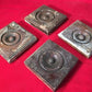 4 Plinth Blocks, Antique Bullseye Rosettes, Architectural Salvage, Wood Trim A88