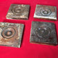 4 Plinth Blocks, Antique Bullseye Rosettes, Architectural Salvage, Wood Trim A88