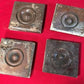 4 Plinth Blocks, Antique Bullseye Rosettes, Architectural Salvage, Wood Trim A88