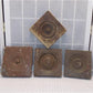 4 Plinth Blocks, Antique Bullseye Rosettes, Architectural Salvage, Wood Trim A98