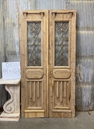 Antique French Double Doors (44x86.5) Iron Wood Doors, European Doors D100