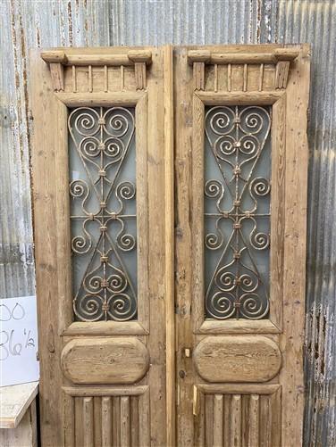 Antique French Double Doors (44x86.5) Iron Wood Doors, European Doors D100