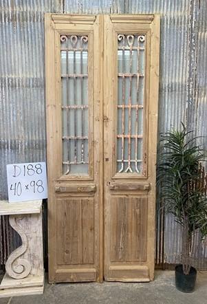 Antique French Double Doors (40x98) Iron Wood Doors, European Doors D188