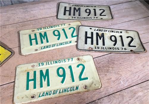 Set 11 Illinois License Plates, HM 912, Automobile Car Truck Tags 1969-1978,