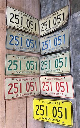 Set 40 Illinois License Plates 251 051, Automobile Car Truck Tags 1959-1975,