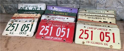 Set 40 Illinois License Plates 251 051, Automobile Car Truck Tags 1959-1975,