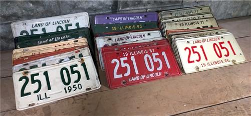 Set 40 Illinois License Plates 251 051, Automobile Car Truck Tags 1959-1975,