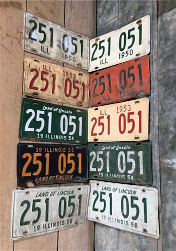 Set 40 Illinois License Plates 251 051, Automobile Car Truck Tags 1959-1975,