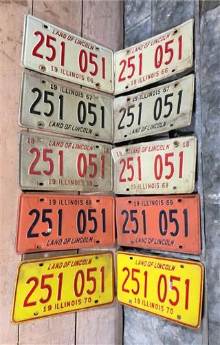 Set 40 Illinois License Plates 251 051, Automobile Car Truck Tags 1959-1975,