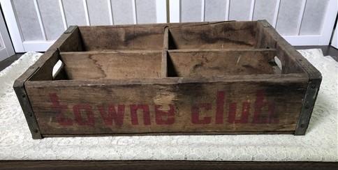 Towne Club Wooden Carrying Crate Tray, Vintage Display Box, Advertising Sign