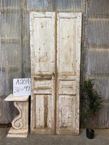 Antique French Double Doors (38.5x97) European Doors, Raised Panel Doors A204