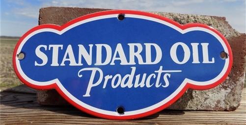 Standard Oil Products Sign, Metal Porcelain Advertising Sign, Gas Station Sign