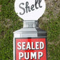 Shell Sealed Pump Sign, Shell Porcelain Metal Advertising, Gas Station Oil D