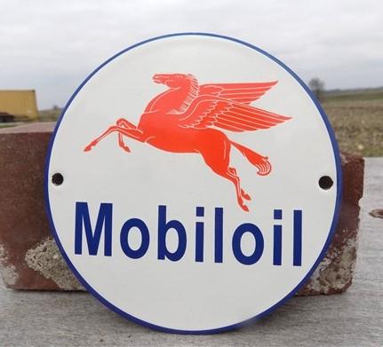 Mobiloil Sign, Metal Porcelain, Advertising Sign, Pegasus Sign, Gas Station Sign