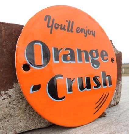 Orange Crush Sign, Soda Pop Metal Porcelain Advertising Sign, Soft Drink Sign