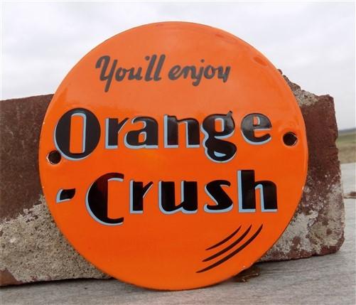 Orange Crush Sign, Soda Pop Metal Porcelain Advertising Sign, Soft Drink Sign