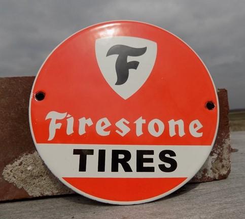 Firestone Tires Sign, Metal Porcelain Advertising, Gas Station Service Sign A