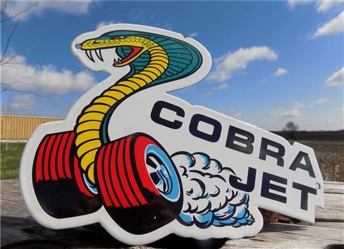 Cobra Jet Sign, Metal Porcelain Sign, Advertising Sign, Ford Mustang Sign A