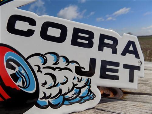 Cobra Jet Sign, Metal Porcelain Sign, Advertising Sign, Ford Mustang Sign