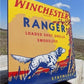 Winchester Ranger Shot Shells Sign, Metal Porcelain Advertising, Staynless Sign