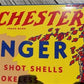 Winchester Ranger Shot Shells Sign, Metal Porcelain Advertising, Staynless Sign