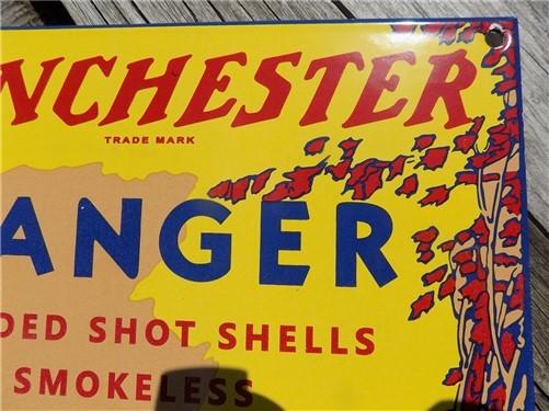 Winchester Ranger Shot Shells Sign, Metal Porcelain Advertising, Staynless Sign