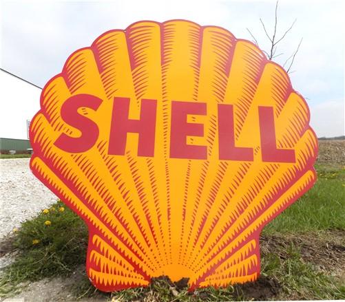 Large Shell Sign, Metal Porcelain Sign, Advertising Sign, Gas Station Sign B