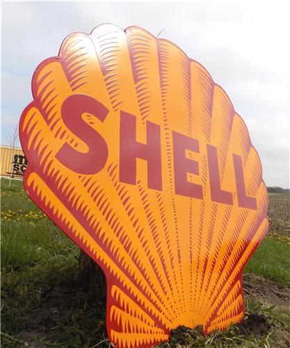 Large Shell Sign, Metal Porcelain Sign, Advertising Sign, Gas Station Sign B