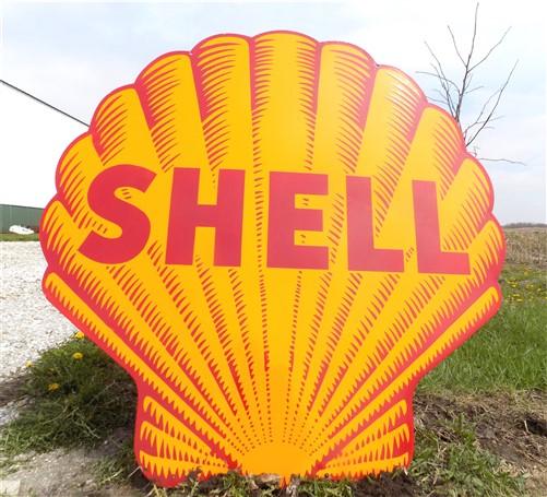 Large Shell Sign, Metal Porcelain Sign, Advertising Sign, Gas Station Sign B