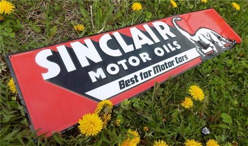 Sinclair Motor Oils Best for Motor Cares Sign, Tin Advertising, Gasoline & Oil