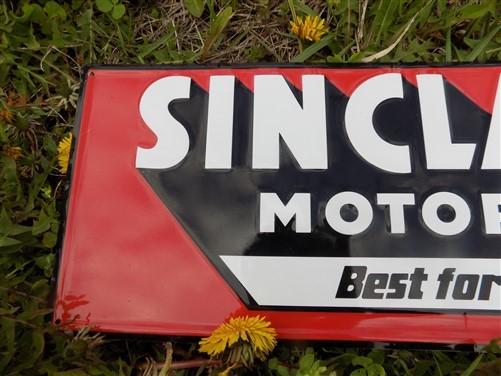 Sinclair Motor Oils Best for Motor Cares Sign, Tin Advertising, Gasoline & Oil