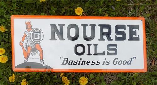 Nourse Oils Sign, Tin Sign, Advertising Sign, Oil Sign, Gasoline & Oil